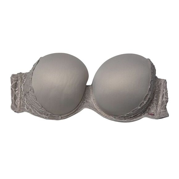 Victoria's Secret Gray push up Molded Cup Strapless Bra 36DD - Picture 1 of 5